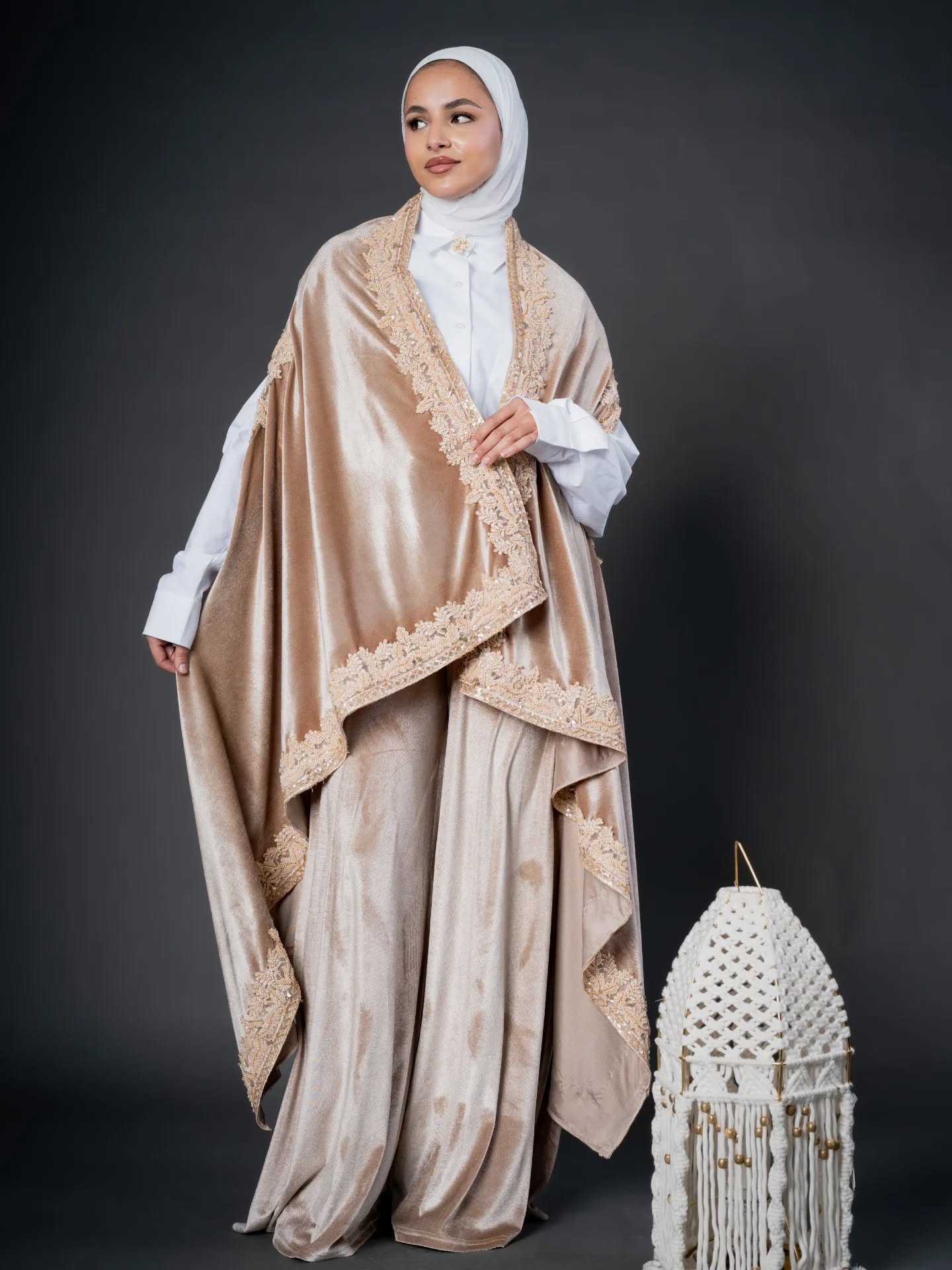 SAND TONES Embroidery Handmade Shawl